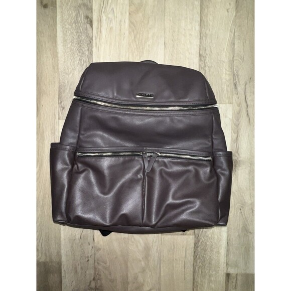 Skip Hop Flatiron Vegan Leather Diaper Backpack Bag in Raisin - Picture 1 of 5